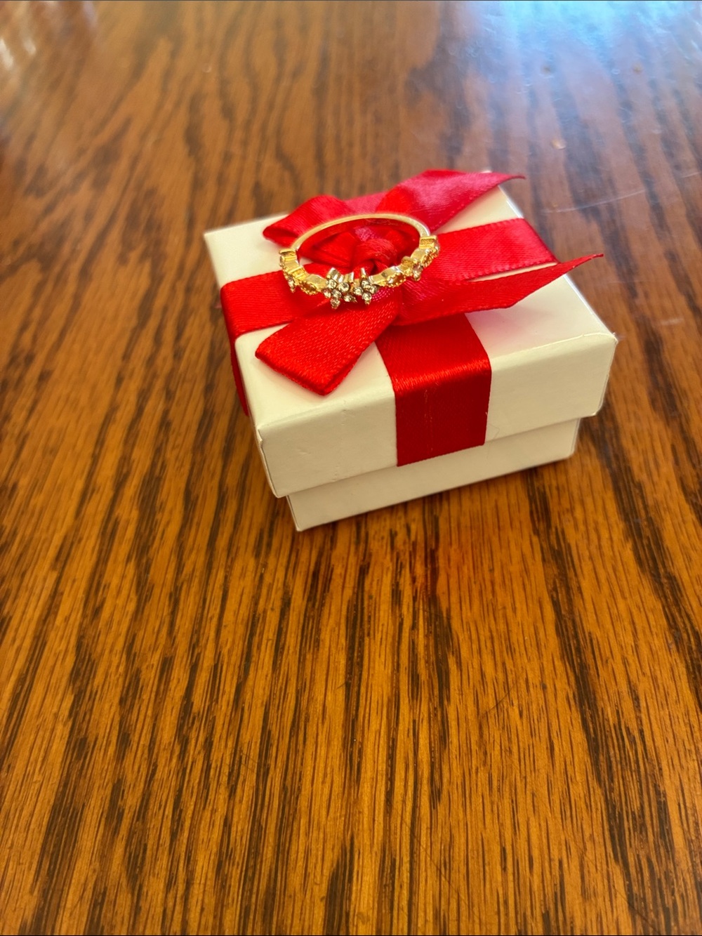 Gold Floral Crystal Accent Ring - Elegant Women's Jewelry
